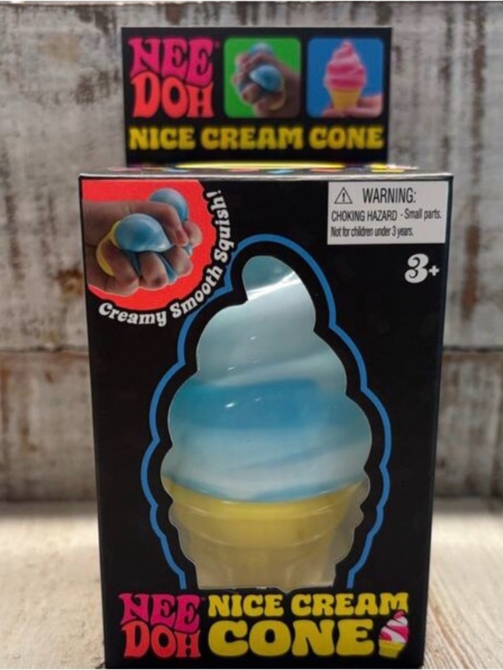 NeeDoh Nice Cream Cone Squishy - Blue & Yellow